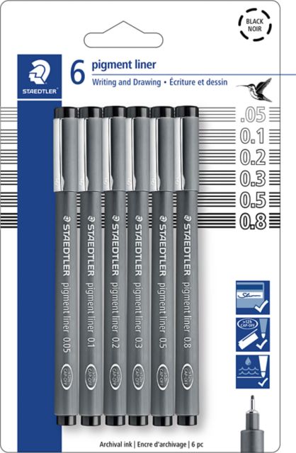 PIGMENT LINERS BLACK 6CT